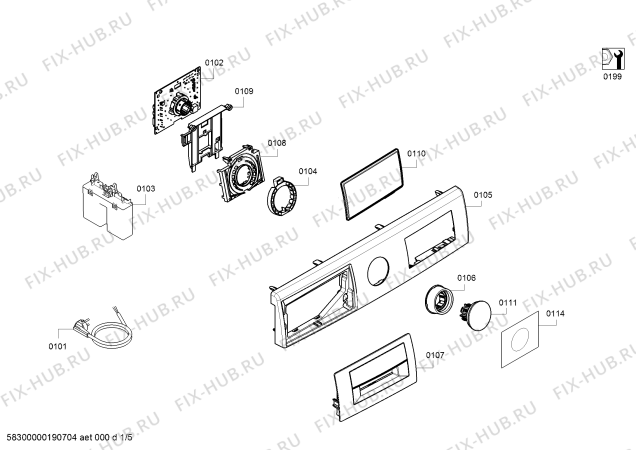 Схема №5 WAT28661ME с изображением Панель управления для стиральной машины Bosch 11021125