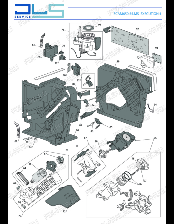 Взрыв-схема кофеварки (кофемашины) DELONGHI PRIMADONNA ELITE  ECAM 650.55.MS EXECUTION :1 - Схема узла 2