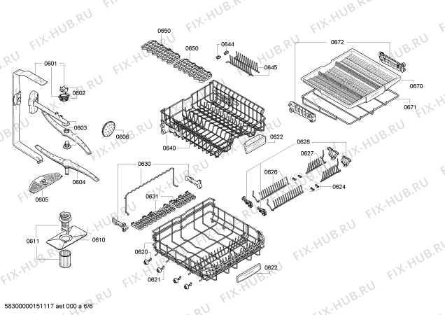 Схема №4 SN28M252DE с изображением Набор кнопок для посудомойки Siemens 00612113