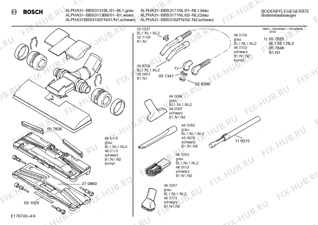Схема №4 BBS3171NL ALPHA 31 с изображением Клапан для мини-пылесоса Bosch 00083936