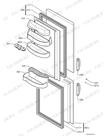 Взрыв-схема холодильника Elektro Helios KF2796S8 - Схема узла Door 003