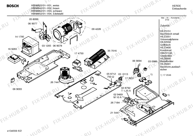 Взрыв-схема плиты (духовки) Bosch HBN8852 - Схема узла 02