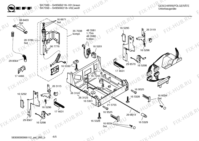 Схема №5 S4956N2 SK759B с изображением Инструкция по эксплуатации для посудомоечной машины Bosch 00586074