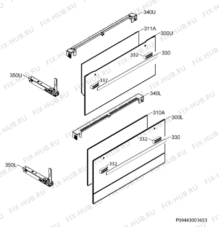 Взрыв-схема плиты (духовки) Electrolux EOU5410BOX - Схема узла Door