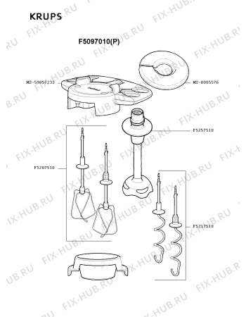 Взрыв-схема блендера (миксера) Krups F5097010(P) - Схема узла QP000600.2P3