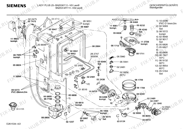 Взрыв-схема посудомоечной машины Siemens SN25314FF - Схема узла 02