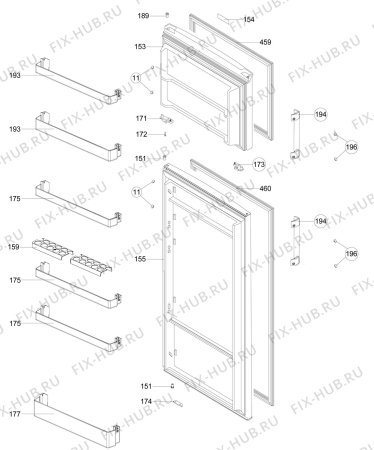 Взрыв-схема холодильника Zanussi ZRT43200XA - Схема узла Door 003