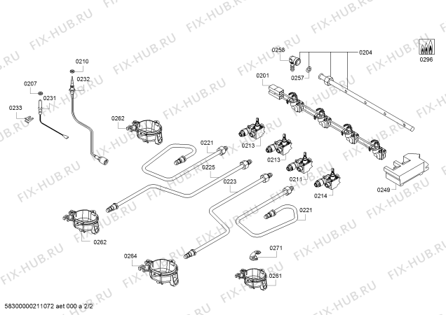 Схема №2 EB6C6PB80O Siemens с изображением Столешница для плиты (духовки) Siemens 00718427