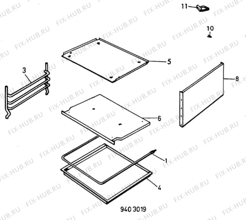 Взрыв-схема комплектующей Zanussi ZS65 - Схема узла H10 Oven Cavity (small)