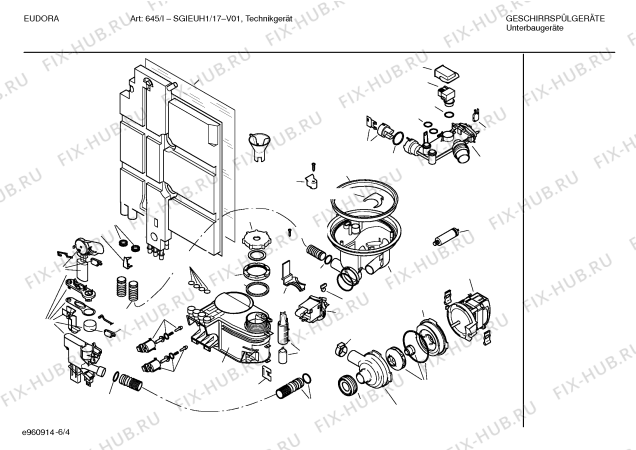 Взрыв-схема посудомоечной машины Eudora SGIEUH1 Art.:645/I - Схема узла 04