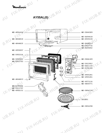 Взрыв-схема микроволновой печи Moulinex AY55AL(0) - Схема узла KP002079.2P2