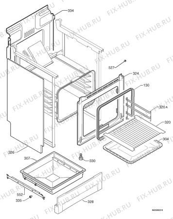 Взрыв-схема плиты (духовки) Zanussi ZCC6600X - Схема узла Housing 001