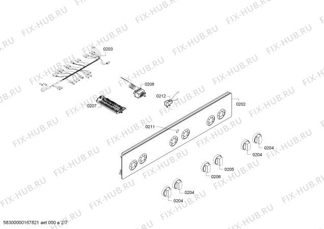 Взрыв-схема плиты (духовки) Siemens HR62W213T - Схема узла 02