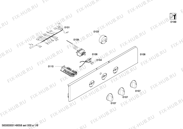 Схема №6 HBN311S1J с изображением Панель управления для плиты (духовки) Bosch 00701635