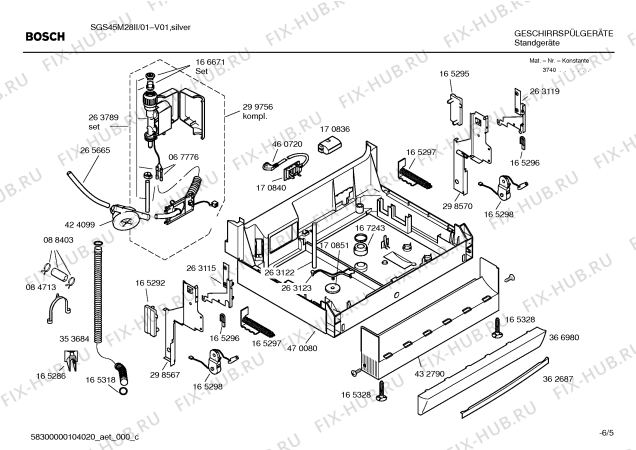 Взрыв-схема посудомоечной машины Bosch SGS45M28II - Схема узла 05