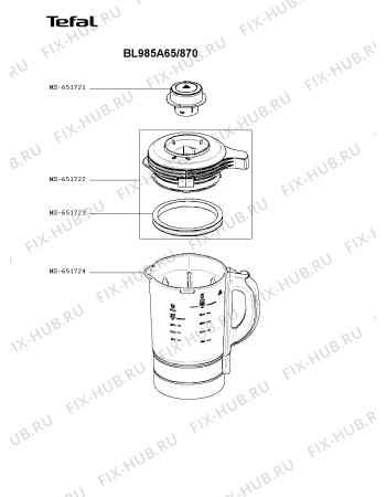 Взрыв-схема блендера (миксера) Tefal BL985A65/870 - Схема узла SP006047.2P4