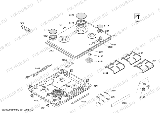 Схема №2 PSY626B20E ENC.PSY626B20E C60F 3G+1E BOSCH IH5 с изображением Блок подключения для духового шкафа Bosch 00616674