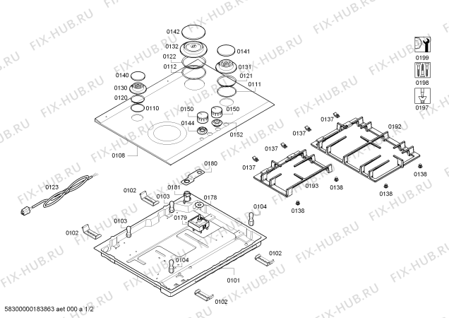 Схема №2 PRY626B90E ENC.PRY626B90E 3G+1E C60F IH5 BOSCH с изображением Варочная панель для плиты (духовки) Bosch 00681356