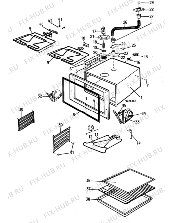 Взрыв-схема плиты (духовки) Electrolux 87461 - Схема узла H10 Main Oven Cavity (large)