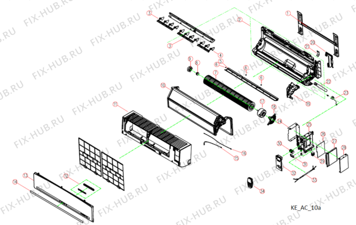 Схема №1 SPIW422LIN (F106288) с изображением Обшивка для сплит-системы Indesit C00520701