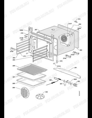 Взрыв-схема плиты (духовки) Juno Electrolux JOB98000X - Схема узла Oven