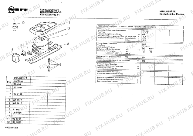 Взрыв-схема холодильника Neff K3530X0 - Схема узла 03