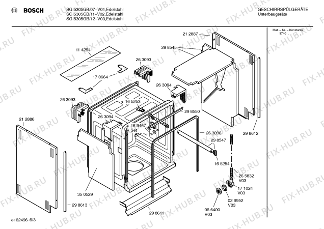 Схема №6 SGI5305GB с изображением Передняя панель для посудомоечной машины Bosch 00351950