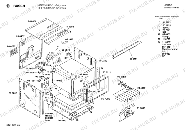 Взрыв-схема плиты (духовки) Bosch HEE650U65 - Схема узла 02