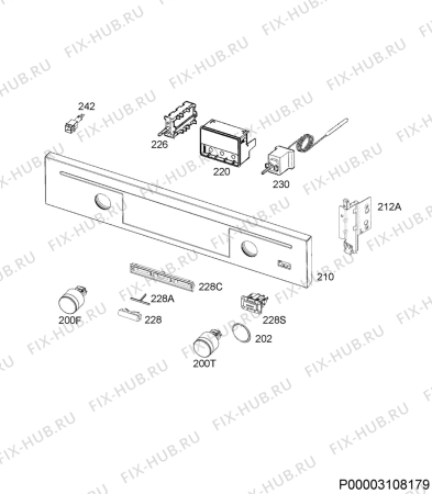 Взрыв-схема плиты (духовки) Aeg BE430362IM - Схема узла Command panel 037