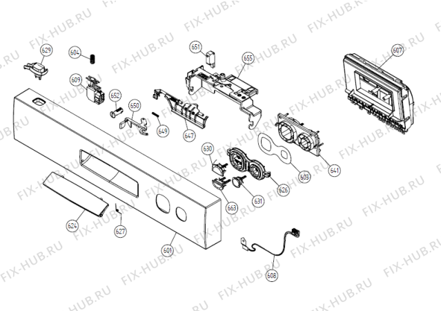 Схема №6 D603 SF   -White Bi (180648, DW20.1) с изображением Сенсорная панель для посудомоечной машины Gorenje 266096