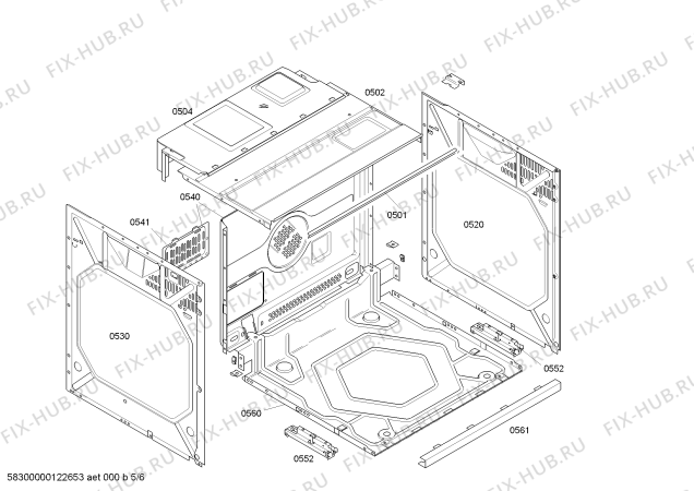 Взрыв-схема плиты (духовки) Bosch HBN870761 - Схема узла 05