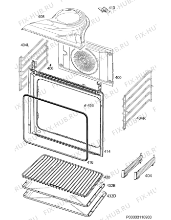 Взрыв-схема плиты (духовки) Ikea GRANSLOS 50352636 - Схема узла Oven