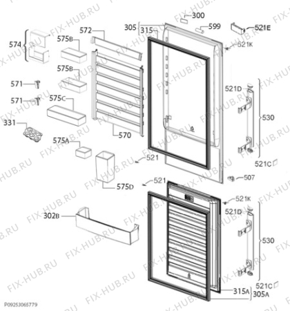 Взрыв-схема холодильника Electrolux EN9000W1 - Схема узла Door 003