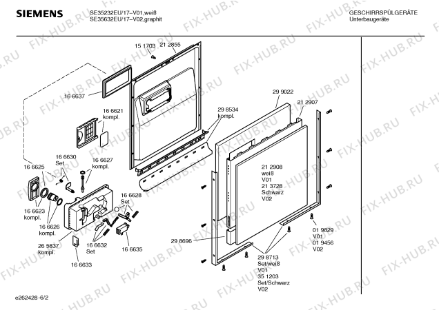 Взрыв-схема посудомоечной машины Siemens SE35232EU - Схема узла 02