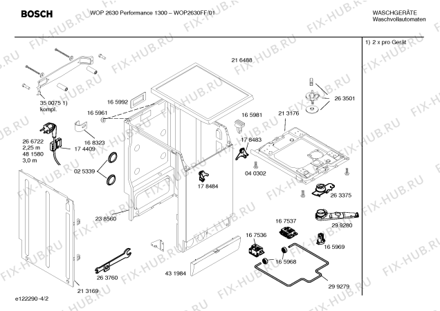 Взрыв-схема стиральной машины Bosch WOP2630FF WOP2630 Performance1300 - Схема узла 02