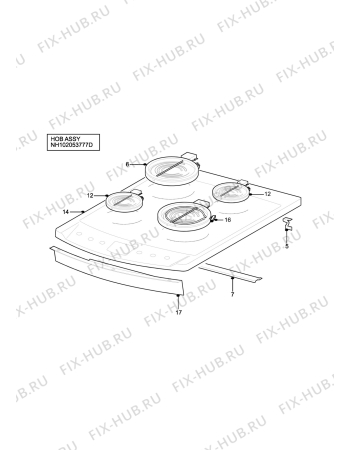 Взрыв-схема плиты (духовки) Tricity Bendix CSE560BK - Схема узла H10 Hob