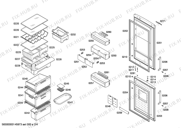 Схема №4 KGN36A07 Smart с изображением Панель для холодильника Bosch 00675830