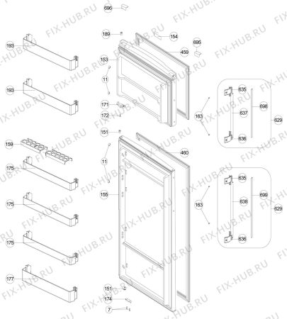 Взрыв-схема холодильника Zanussi ZRT53200SA - Схема узла Door 003