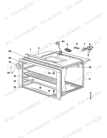 Взрыв-схема плиты (духовки) Electrolux EK6406/1 - Схема узла Oven equipment