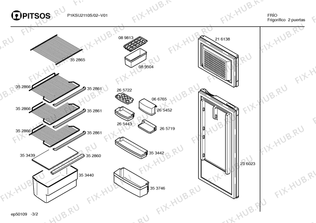 Схема №3 KSP2283 с изображением Поднос для холодильной камеры Bosch 00265443