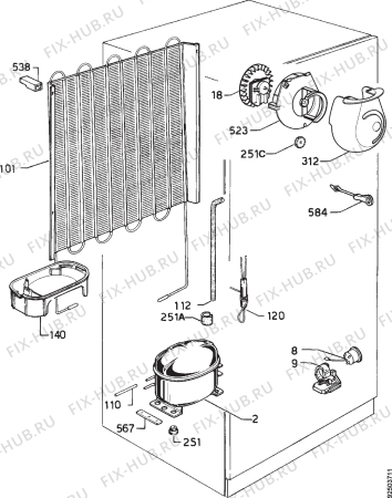 Взрыв-схема холодильника Zanussi ZFC20/8DAC - Схема узла Cooling system 017