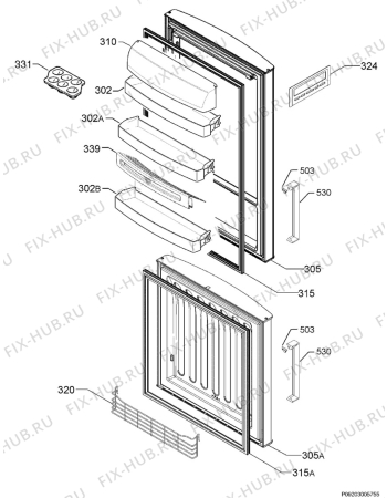 Взрыв-схема холодильника Rex Electrolux FQC550XA+ - Схема узла Door 003