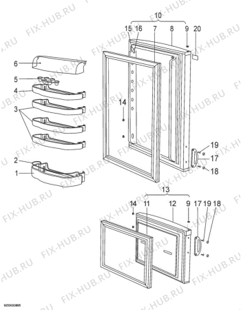 Взрыв-схема холодильника Zanussi ZRB332WO - Схема узла Door 003