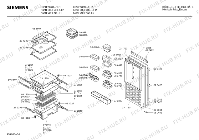 Взрыв-схема холодильника Siemens KI24F00CH - Схема узла 02