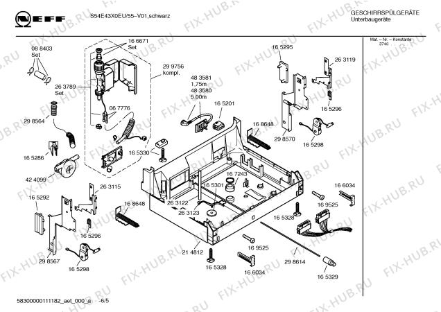 Схема №5 S5433X1 Art:SV330A с изображением Инструкция по эксплуатации для электропосудомоечной машины Bosch 00691736