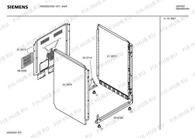 Схема №6 HN52023 с изображением Инструкция по эксплуатации для плиты (духовки) Siemens 00523571