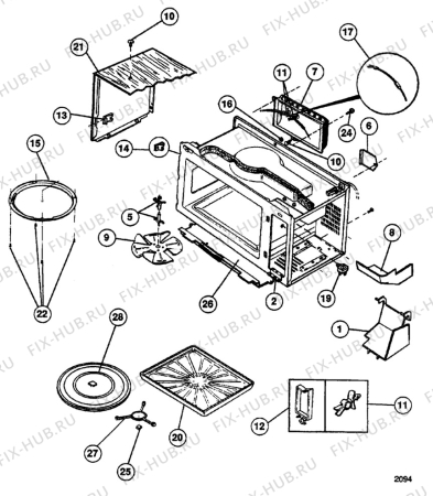 Взрыв-схема микроволновой печи Husqvarna Electrolux QN6082F - Схема узла H40 Magnetron, fan, (General section) B