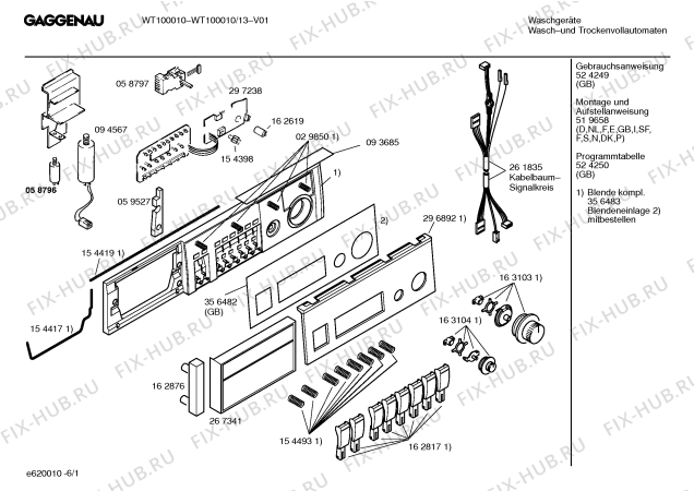 Схема №6 WT100010 с изображением Инструкция по эксплуатации Gaggenau для стиральной машины Bosch 00524249