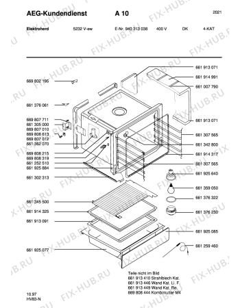 Взрыв-схема плиты (духовки) Aeg 5232V-W DK - Схема узла Section2