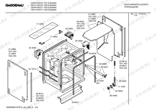 Схема №6 GI214160 с изображением Краткая инструкция для электропосудомоечной машины Bosch 00588586